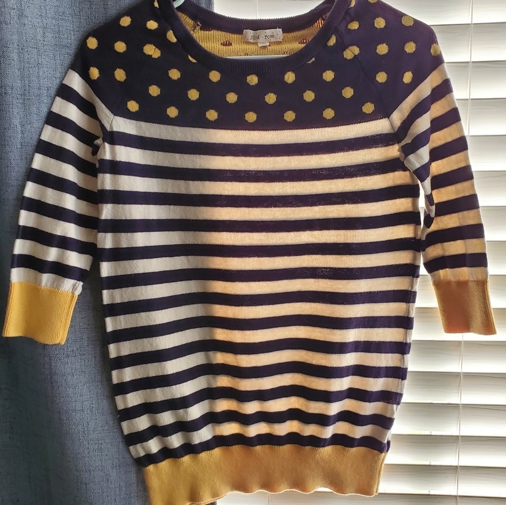 Pink Rose Striped Sweater